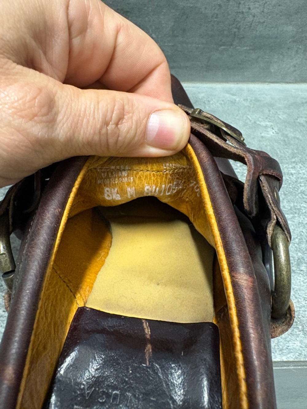 Vtg FRYE Brown Leather Harness Belt Mules Western Cowboy Slides Ankle Boots 8.5 - Picture 8 of 8